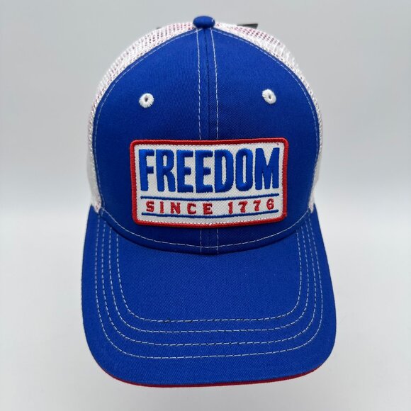 Buck Wear Freedom Since 1776 Patch Mesh Snapback Structured Cap OSFM, Blue/White - Picture 1 of 12